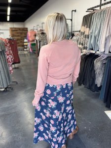 FLORAL PRINT DENIM SKIRT