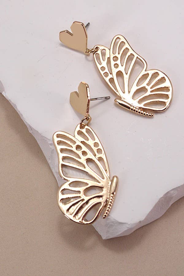 HEART BUTTERFLY SYMMETRIC EARRINGS