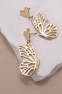 HEART BUTTERFLY SYMMETRIC EARRINGS
