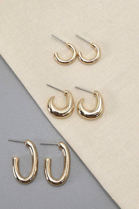 TRIO GEO MINI HUGGIE HOOP EARRING SETS