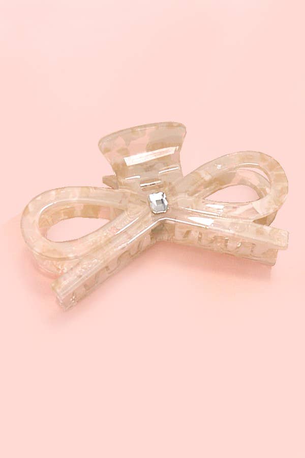 LARGE CUTE BOW RIBBON RHINESTONE HAIR CLAW CLIPS