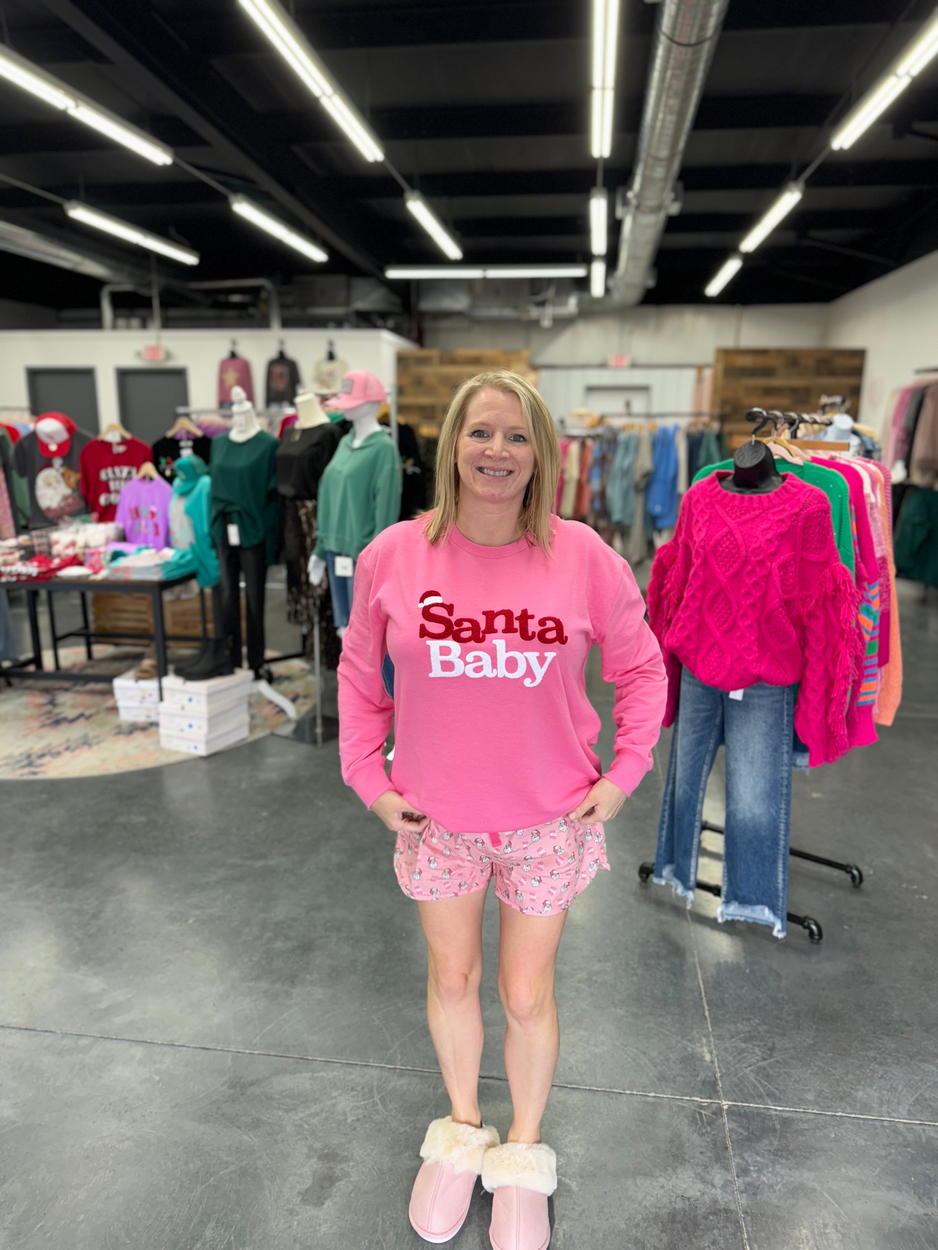 Santa Baby Sweatshirt   Pink/Red/White   -Asst.