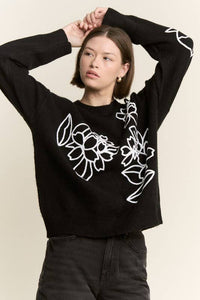 Floral Embroidered Knit Sweater