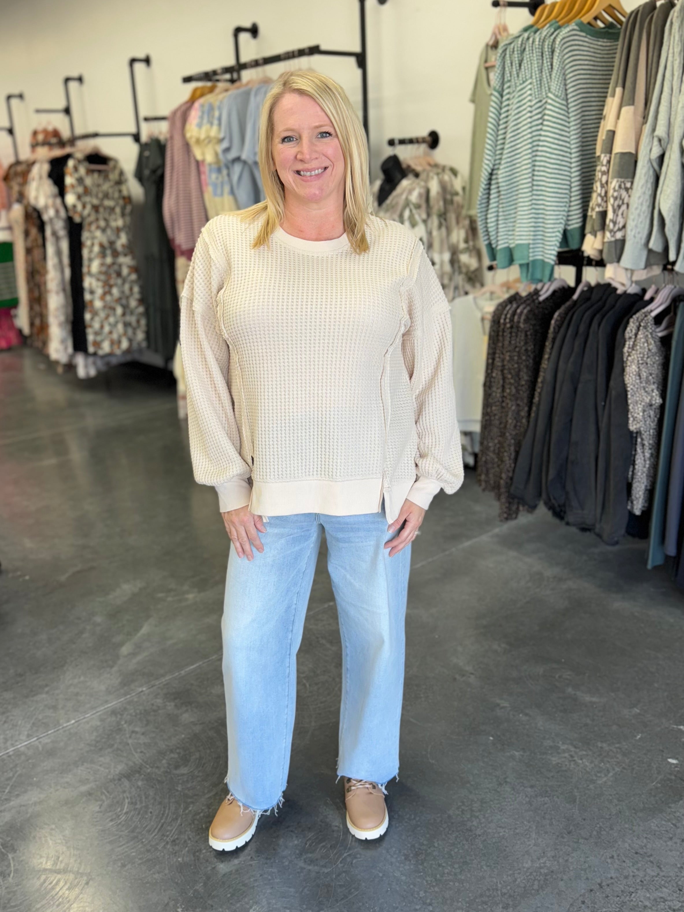 Oversized Waffle Knit Top