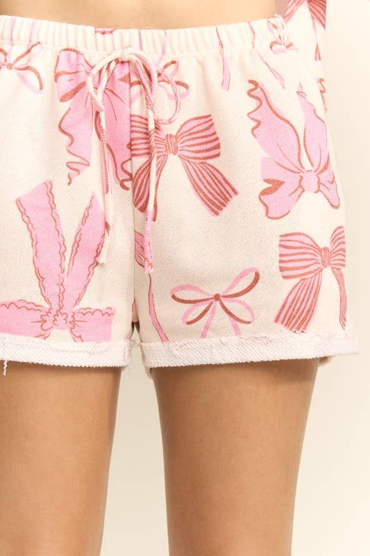 Bow Sweatshirt and Shorts Lounge Set