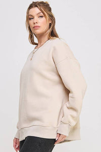 Long Sleeve Solid Round Neck Oversized Sweatshirt