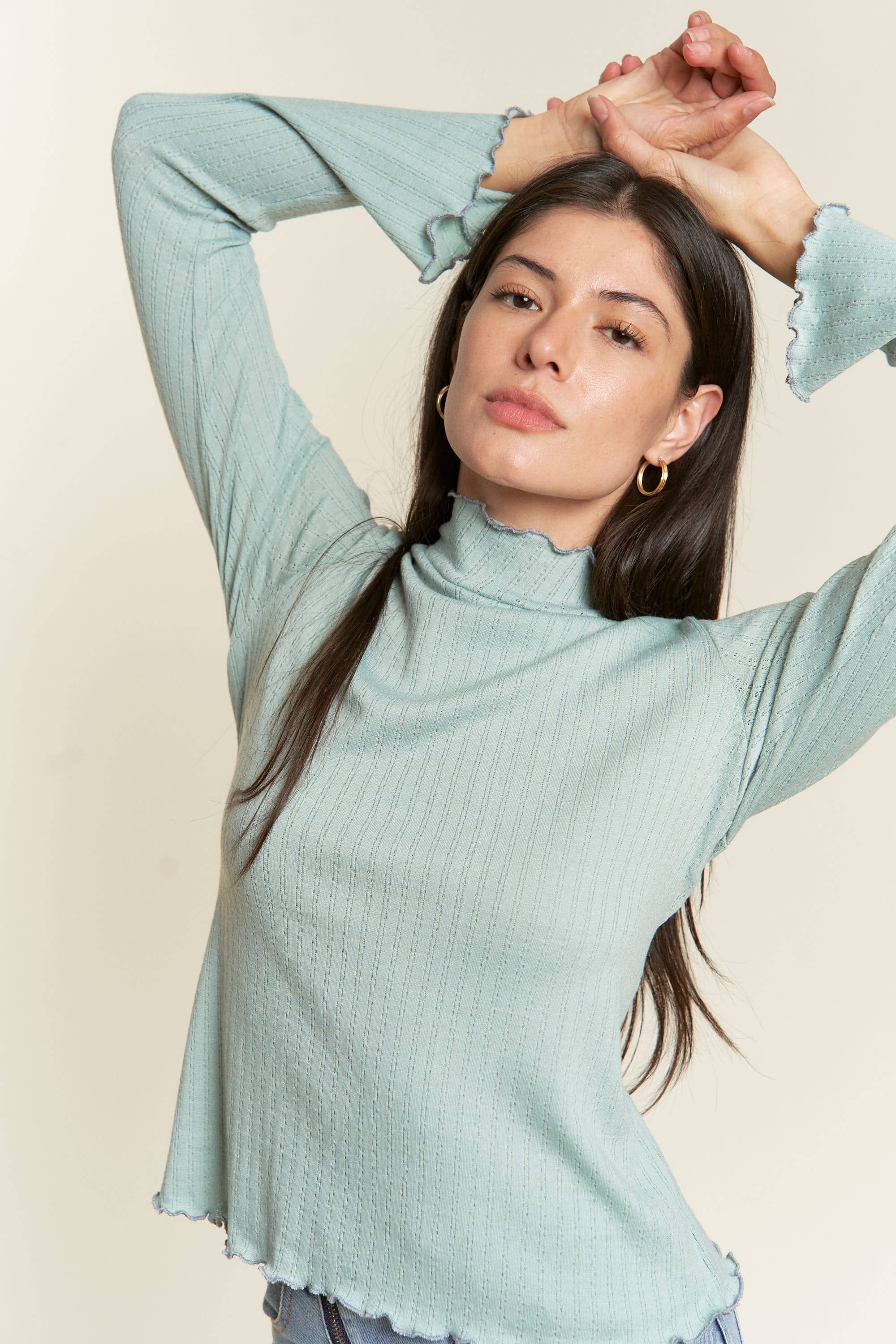 Sage Mock Neck Long Sleeve Top