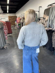 Long Sleeve Cable Knit Cropped Sweater
