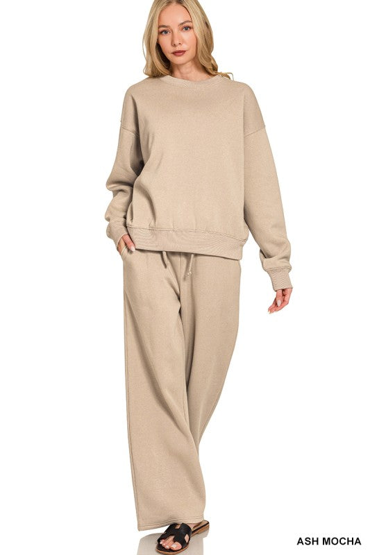Fleece Long Sleeve Pullover & Sweatpants Set