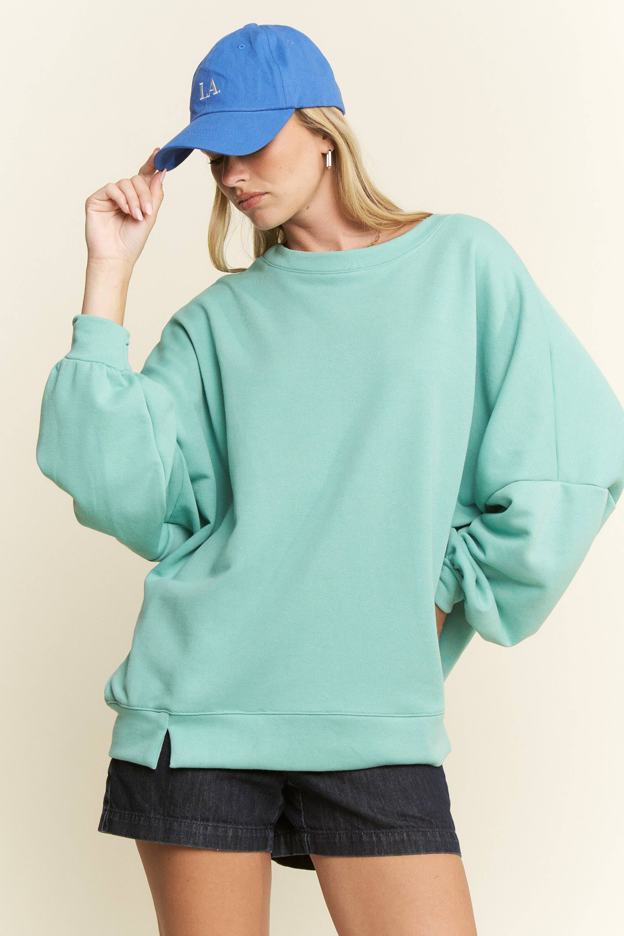 SOLID PASTEL DROP SHOULDER SWEATSHIRT