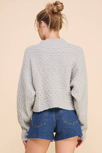 Long Sleeve Cable Knit Cropped Sweater