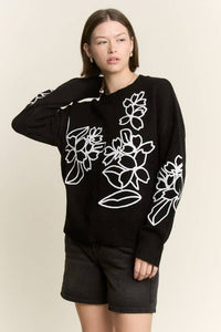 Floral Embroidered Knit Sweater