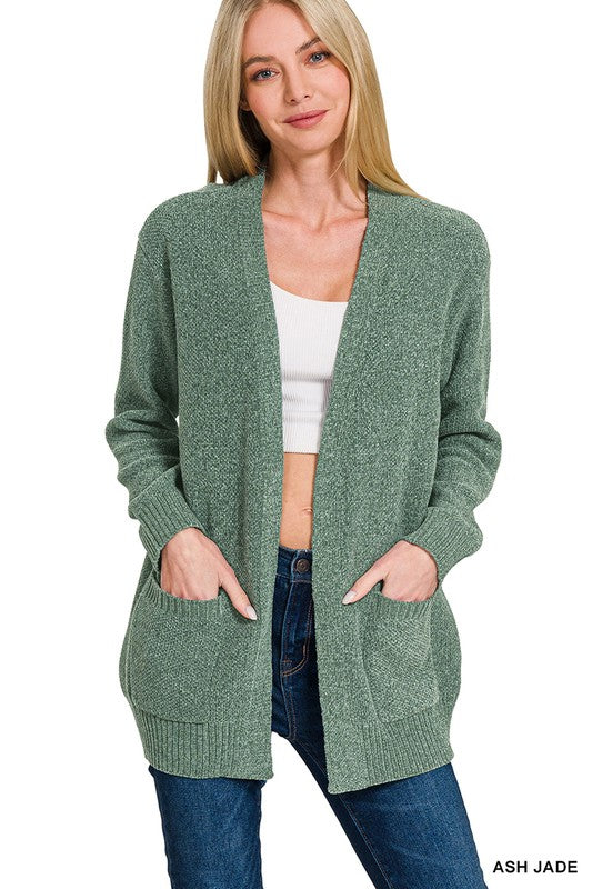 Ash Jade Melange Open Front Sweater Cardigan