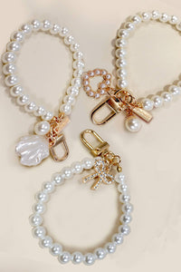 Pearl Wristlet Keychains with Charms