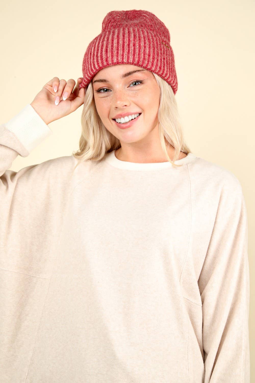 PLUS SIZE Oatmeal Oversized Comfy Soft Contrast Knit Top