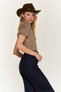Leopard Printed Short Sleeve Top