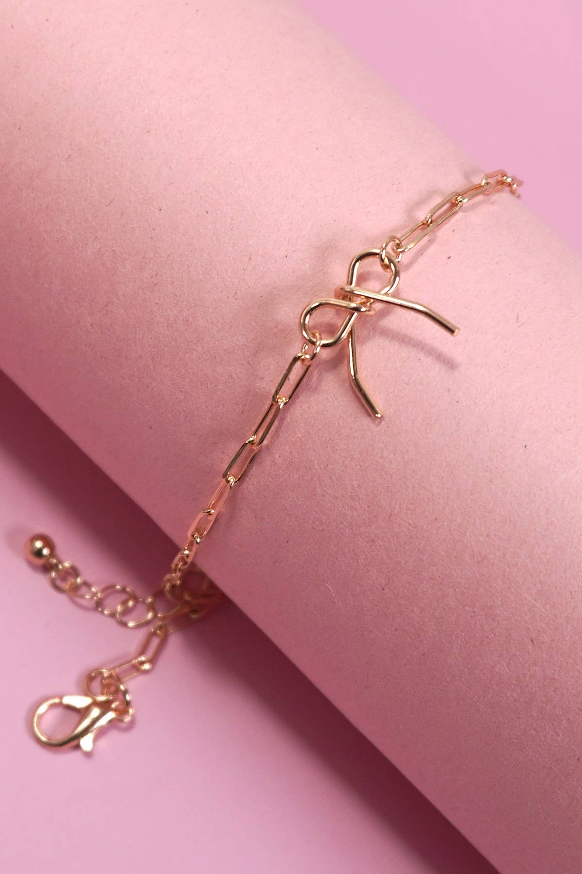 DELICATE BOW CHARM DROP LINK CHAIN BRACELET