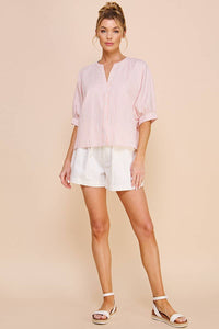 Pinstripe Seersucker Dolman Blouse