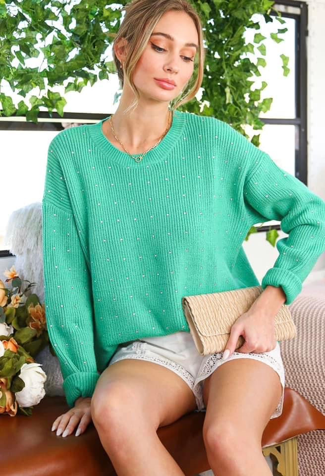 Rhinestone Detail Sweater Top