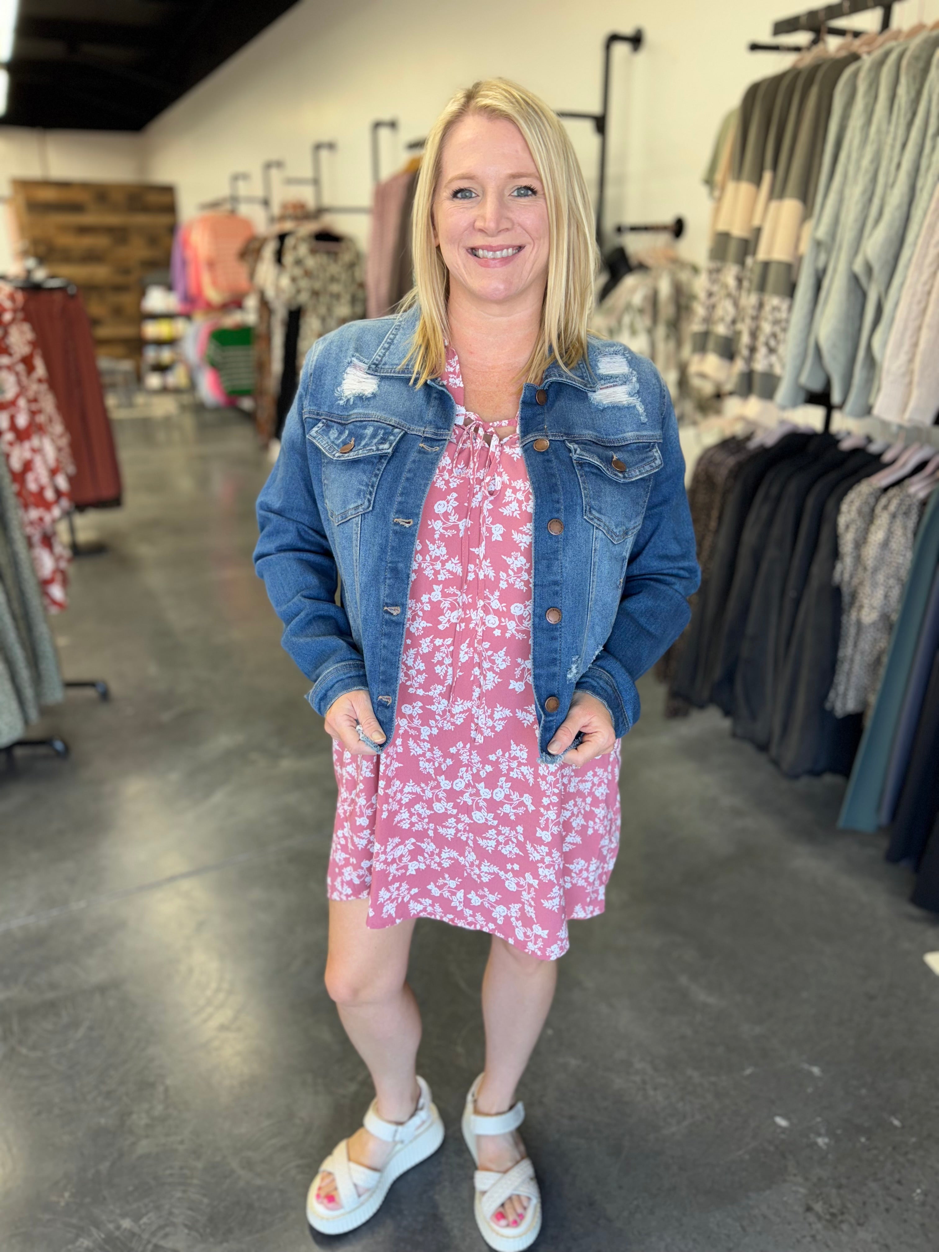 Dusty Rose Floral Mini Dress
