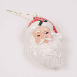 Jolly Santa Ornament   White/Red   2.5x5.5x3