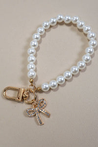 Pearl Wristlet Keychains with Charms