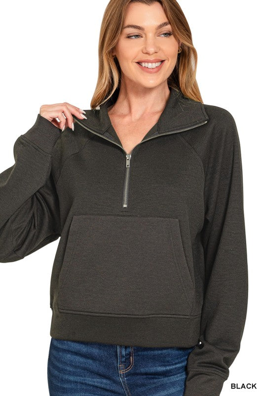 Scuba Half Zip Pullover With Kangaroo Pocket