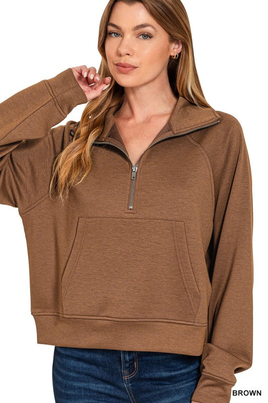 Scuba Half Zip Pullover With Kangaroo Pocket