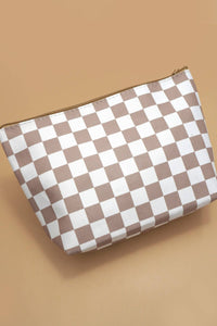TRAVEL CHECKER COSMETIC MAKEUP POUCH BAG