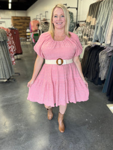Coral Textured Loose Fit Dress