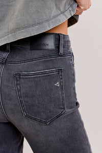Charcoal Wash Clean Stretch Wide Straight Hidden Denim