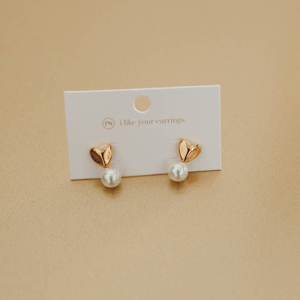 Swipe Right Pearl Heart Earrings *WATERPROOF*