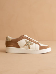 The Liberty | Camel Glitter Star Sneaker