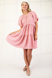 Coral Textured Loose Fit Dress