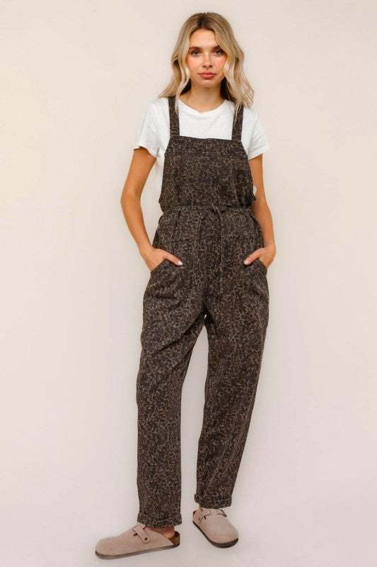 Loose Comfy Overalls W/ Side Pockets And Belt