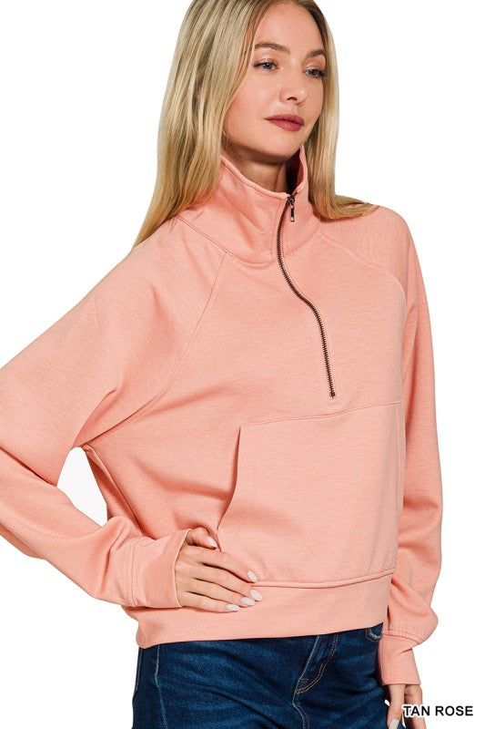 Scuba Half Zip Pullover With Kangaroo Pocket