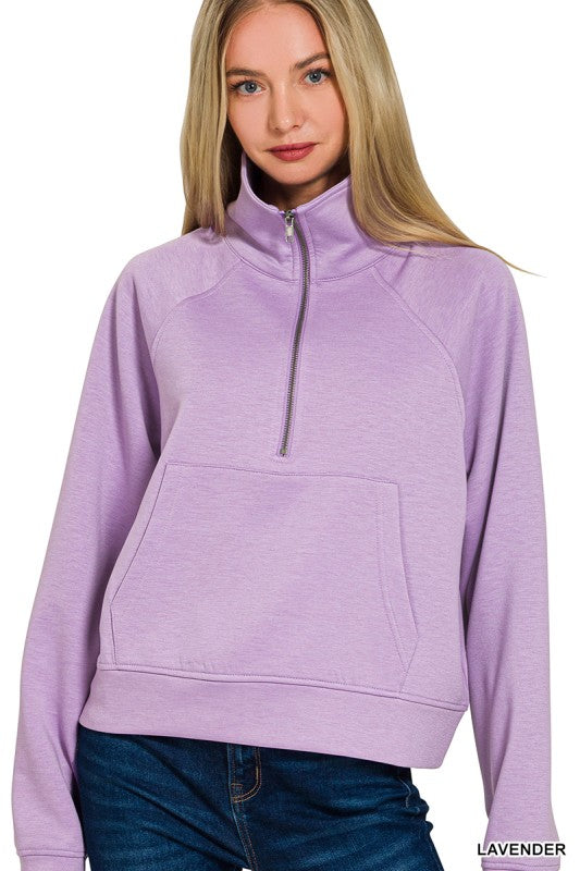 Scuba Half Zip Pullover With Kangaroo Pocket