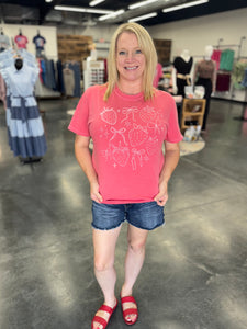 Summer Strawberry and Bows Comfort Colors Graphic Tee