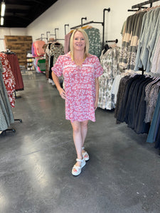 Dusty Rose Floral Mini Dress