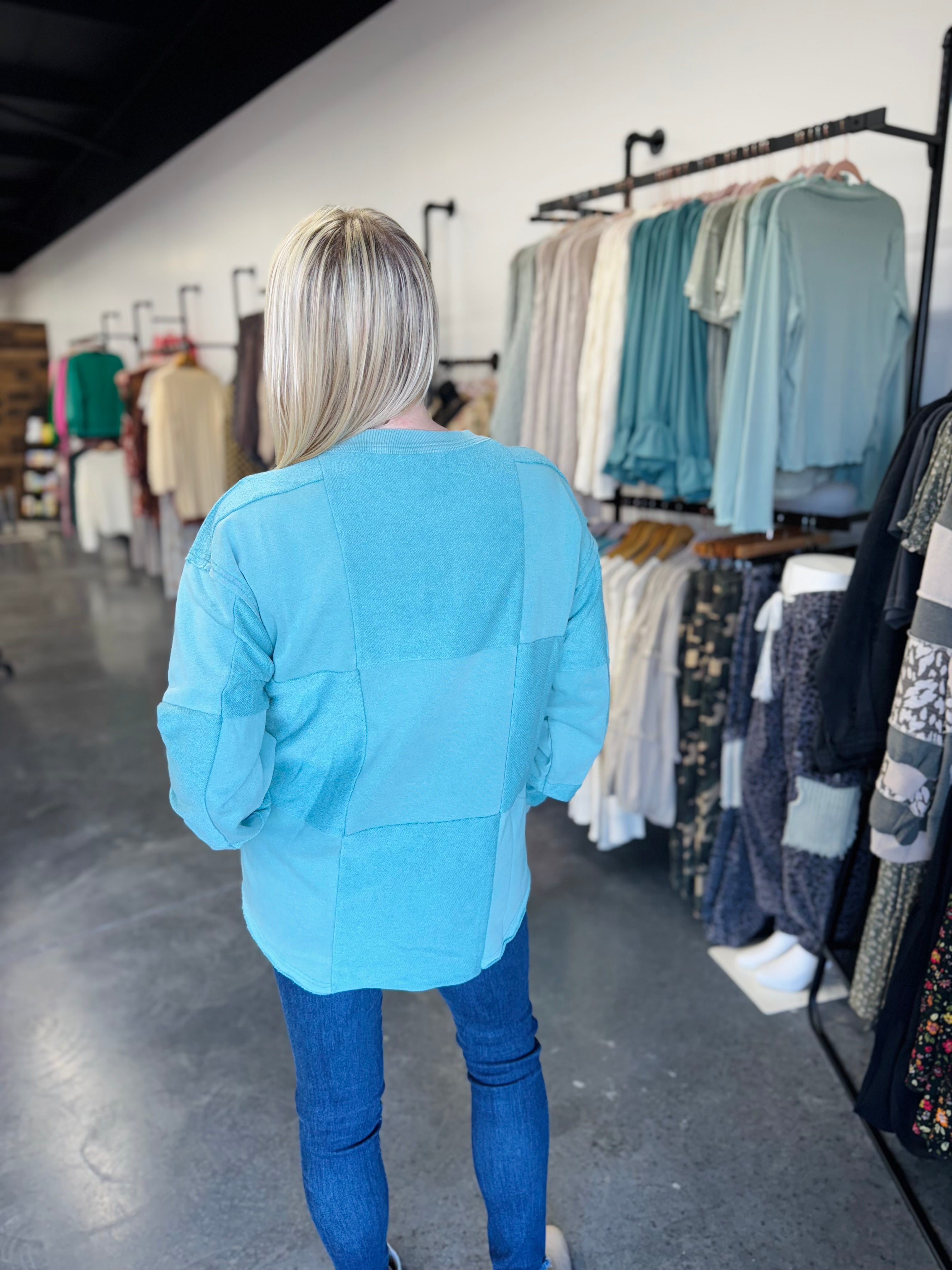Aqua Terry Mix Oversized Top