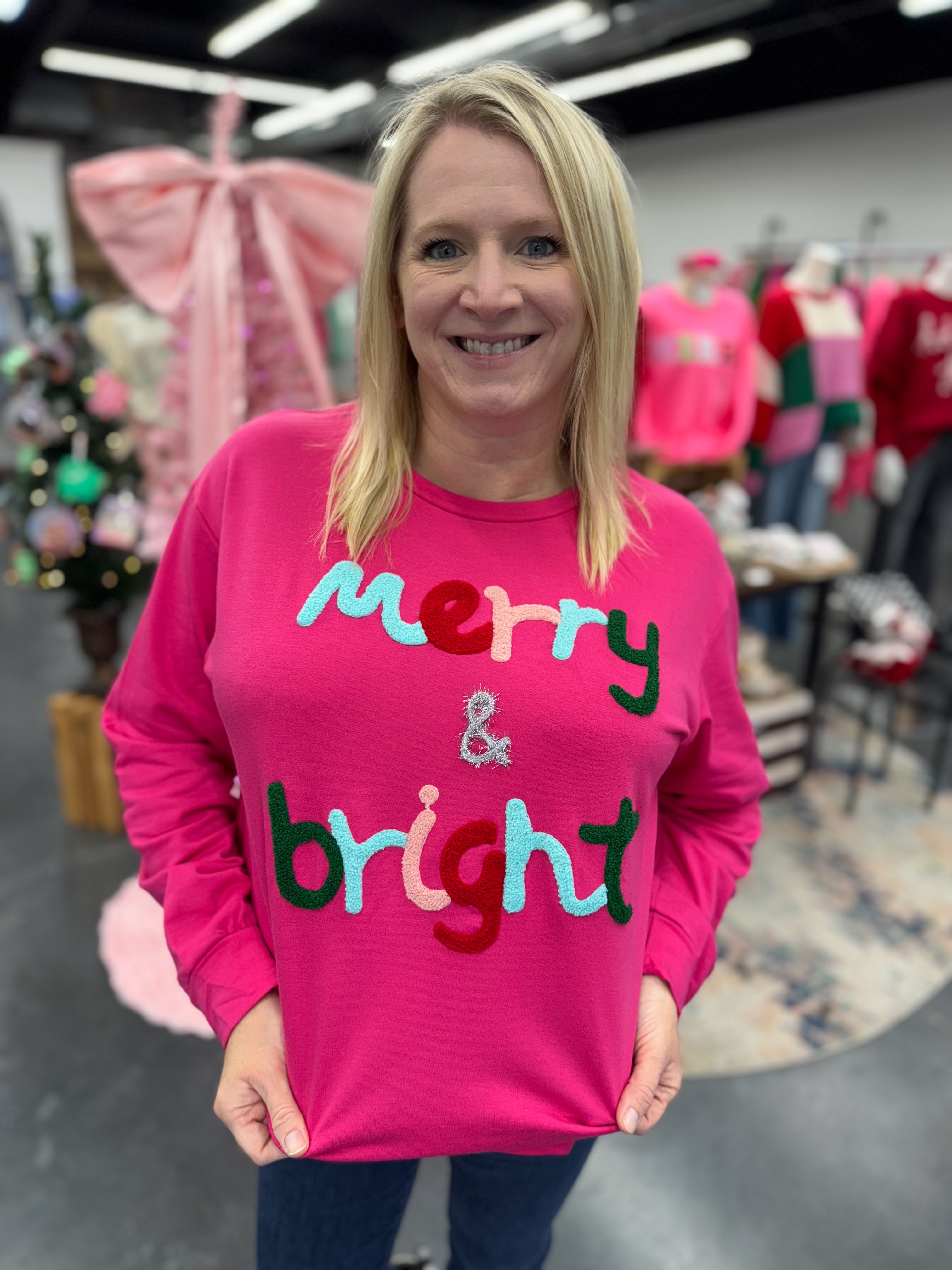 Merry & Bright Hot Pink Sweater