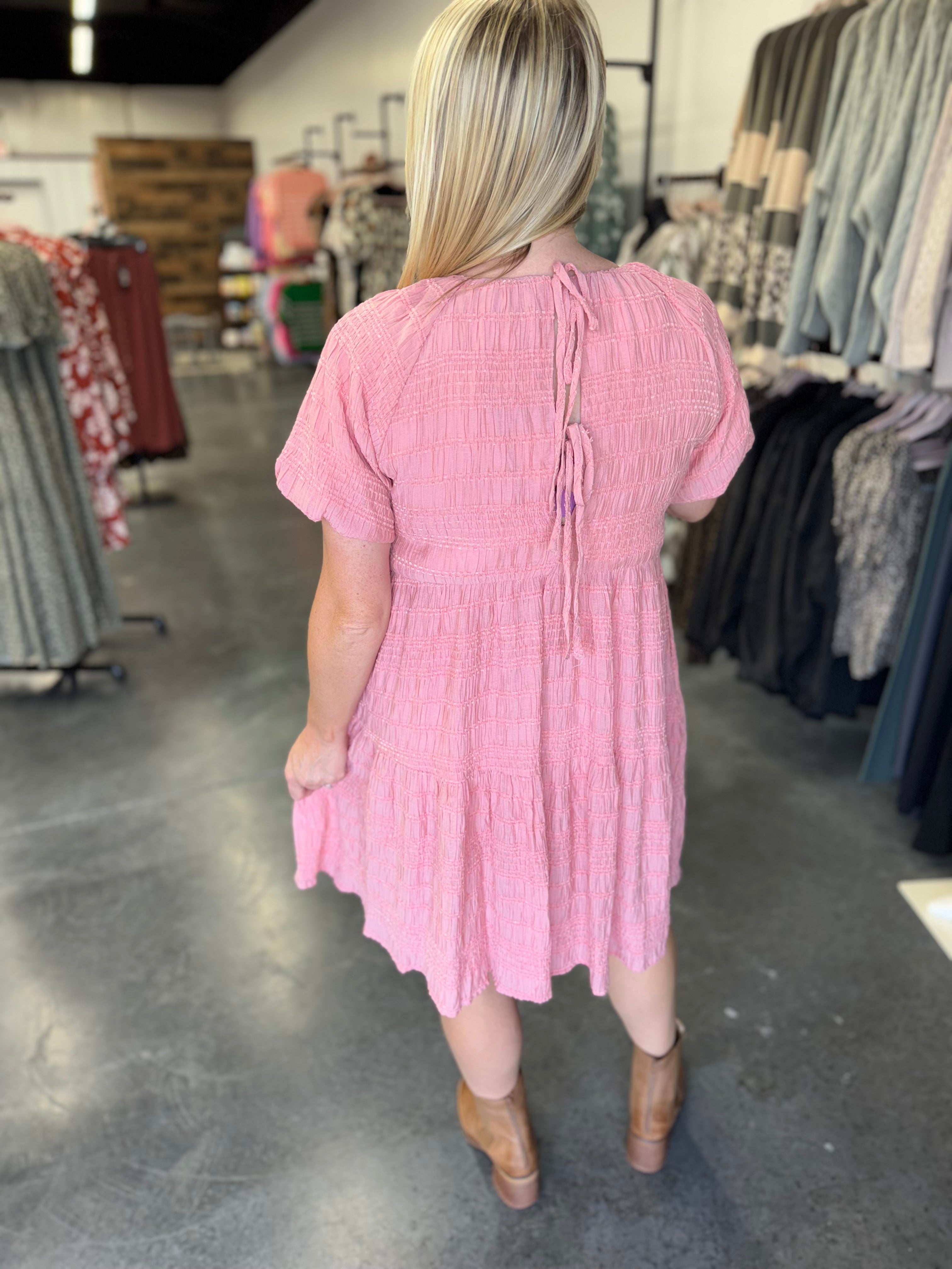 Coral Textured Loose Fit Dress