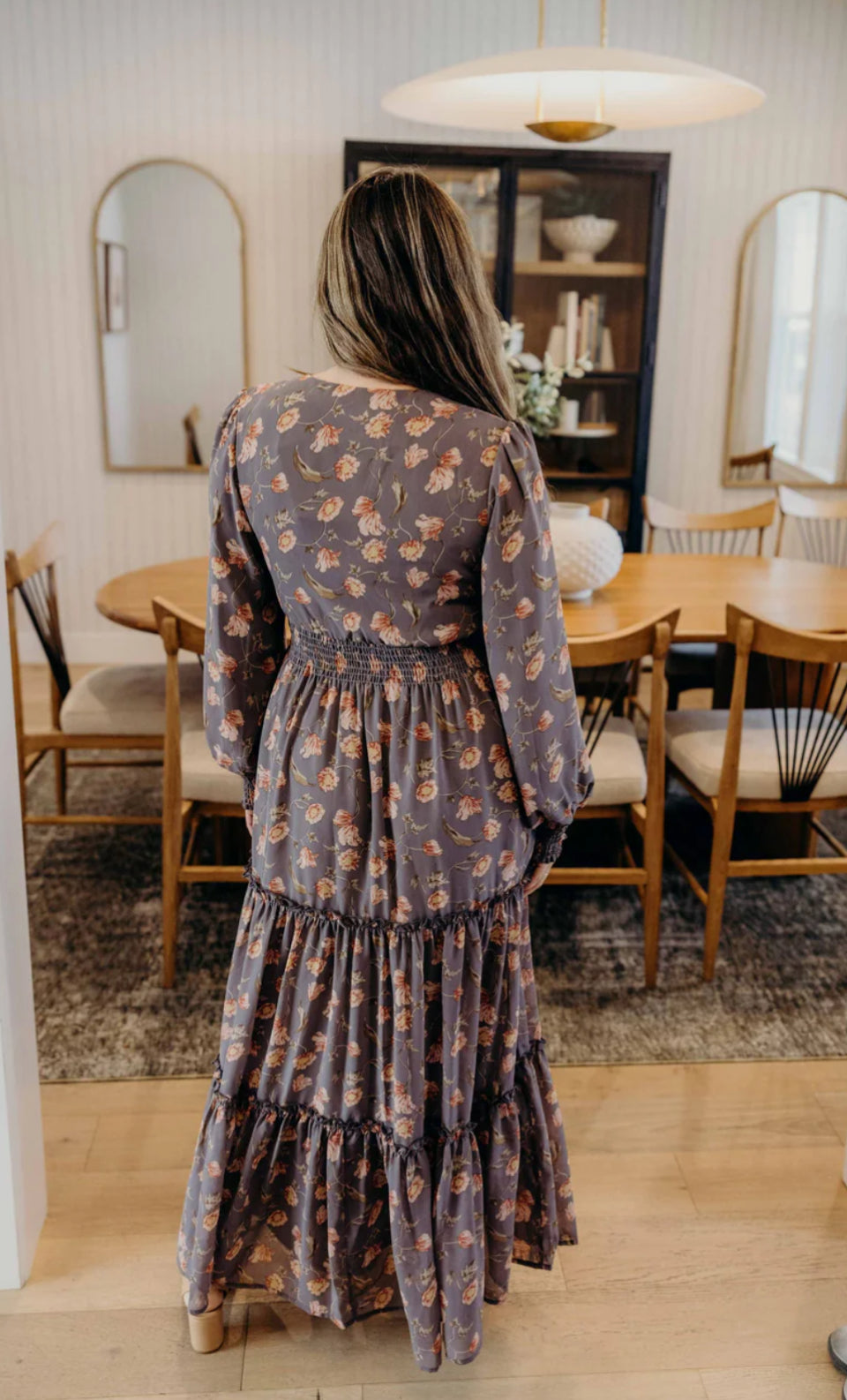 The Jacey in Gray Quill Maxi Dress