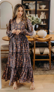 The Jacey in Gray Quill Maxi Dress