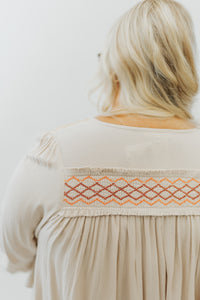 Embroidered Tie Neck Top