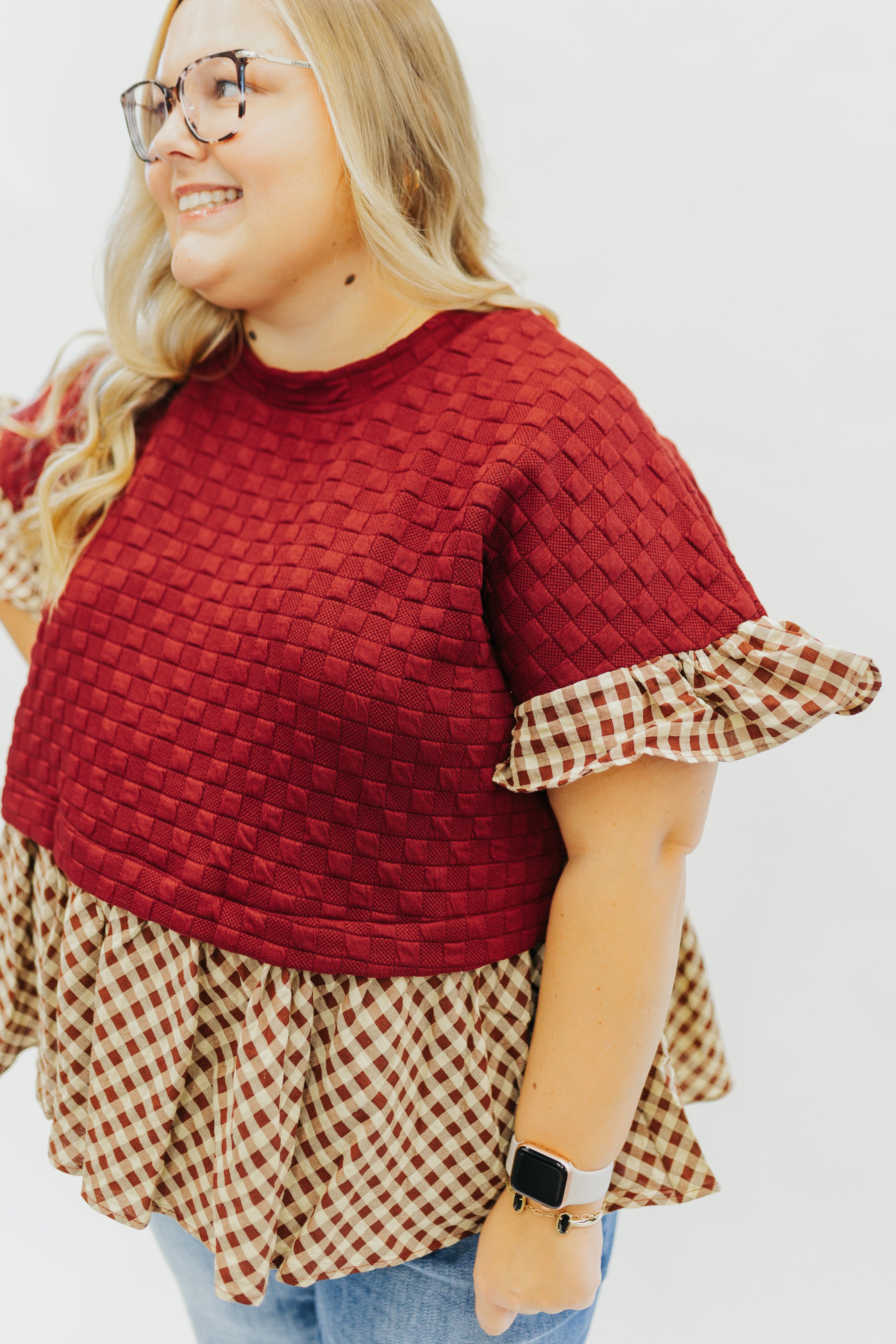 Ruffle Textured Knit Top