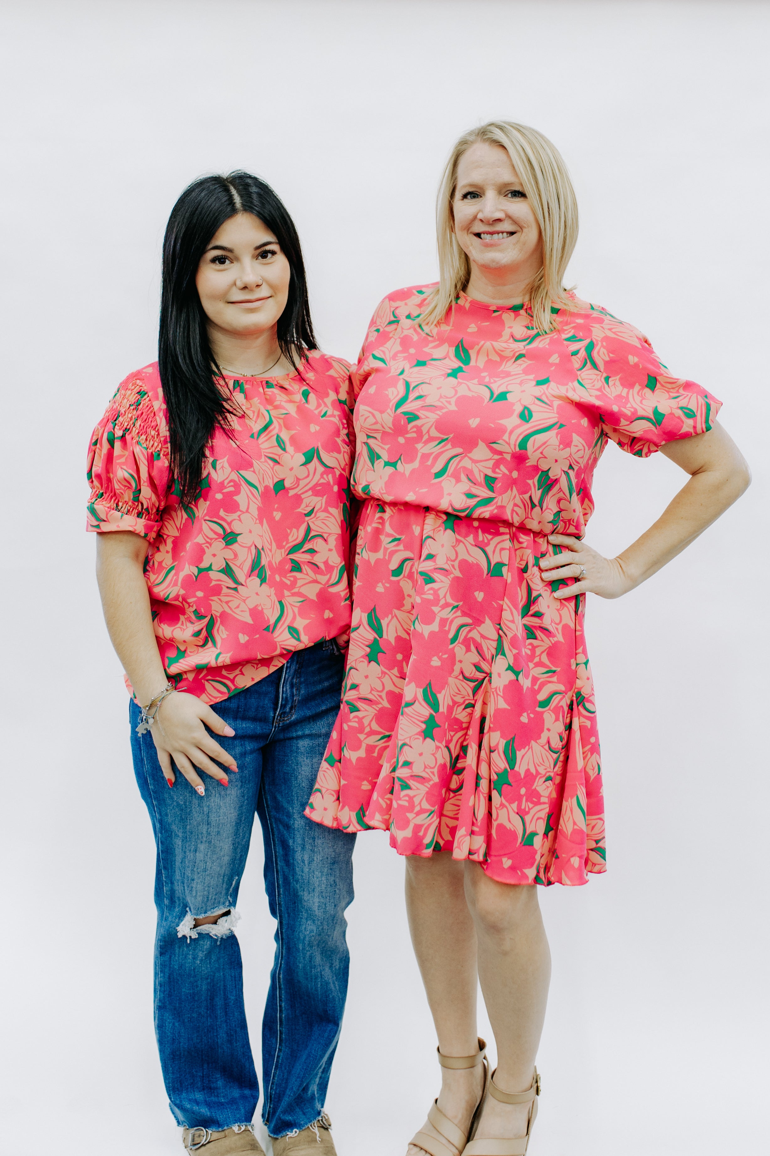 Fuchsia Floral Print Blouse