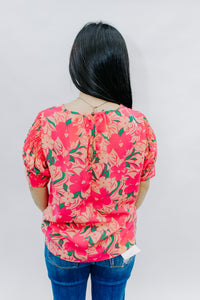 Fuchsia Floral Print Blouse