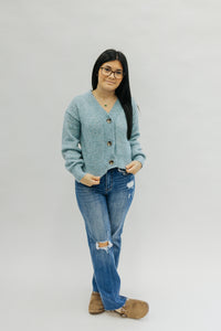 Melange Button Front Sweater Cardigan