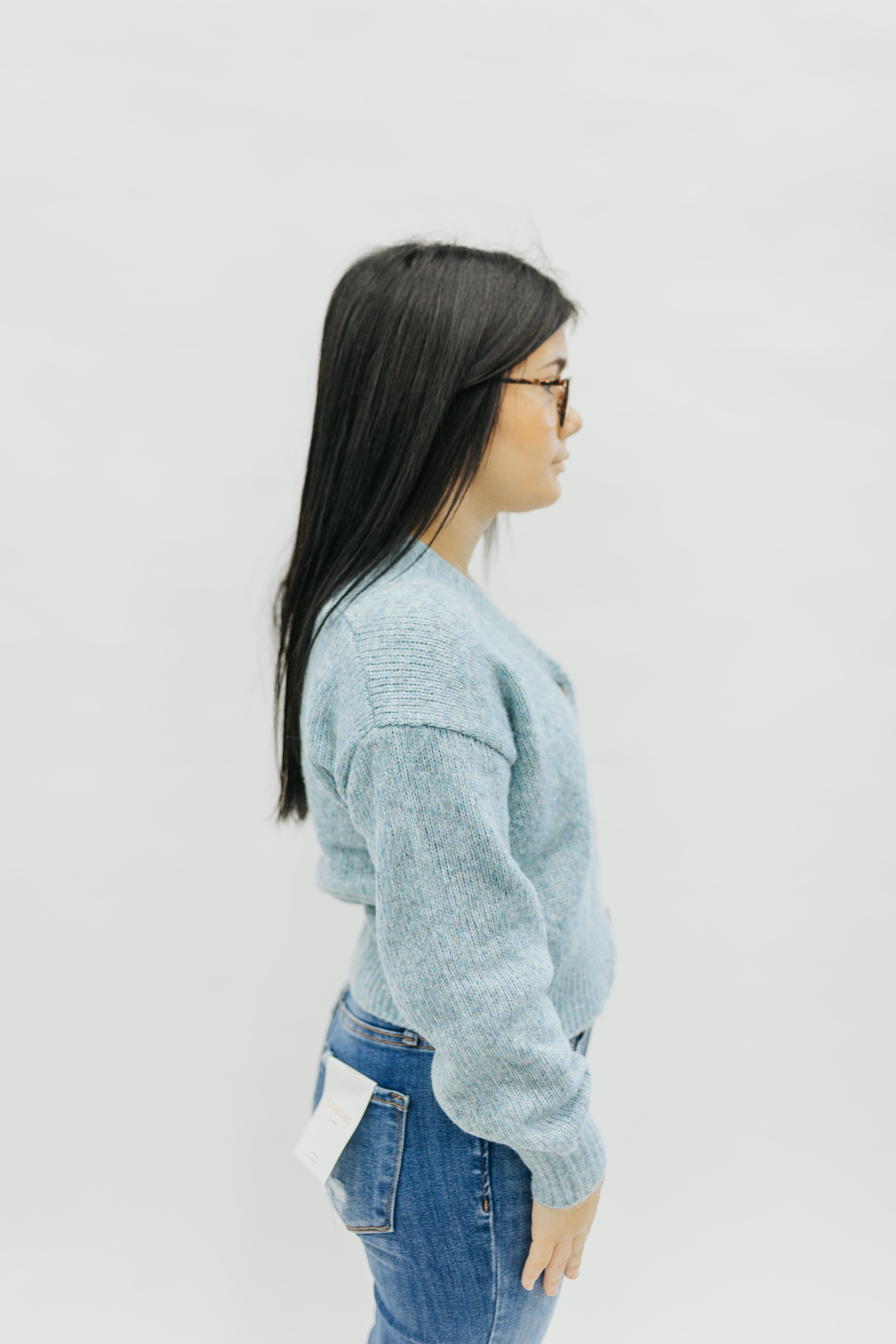 Melange Button Front Sweater Cardigan